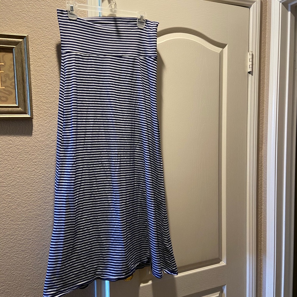Xl navy & white striped maxi skirt